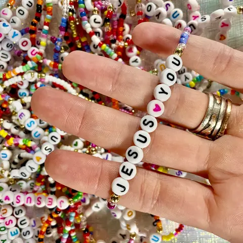 Beaded Bracelets - Jesus Bracelet - WWJD Bracelet - Stackable Bracelets - Bulk Beaded Braceletes - Christian Gift - Friendship Bracelets valentine day