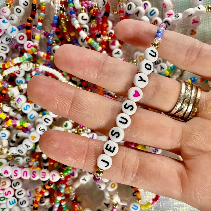 Beaded Bracelets - Jesus Bracelet - WWJD Bracelet - Stackable Bracelets - Bulk Beaded Braceletes - Christian Gift - Friendship Bracelets valentine day