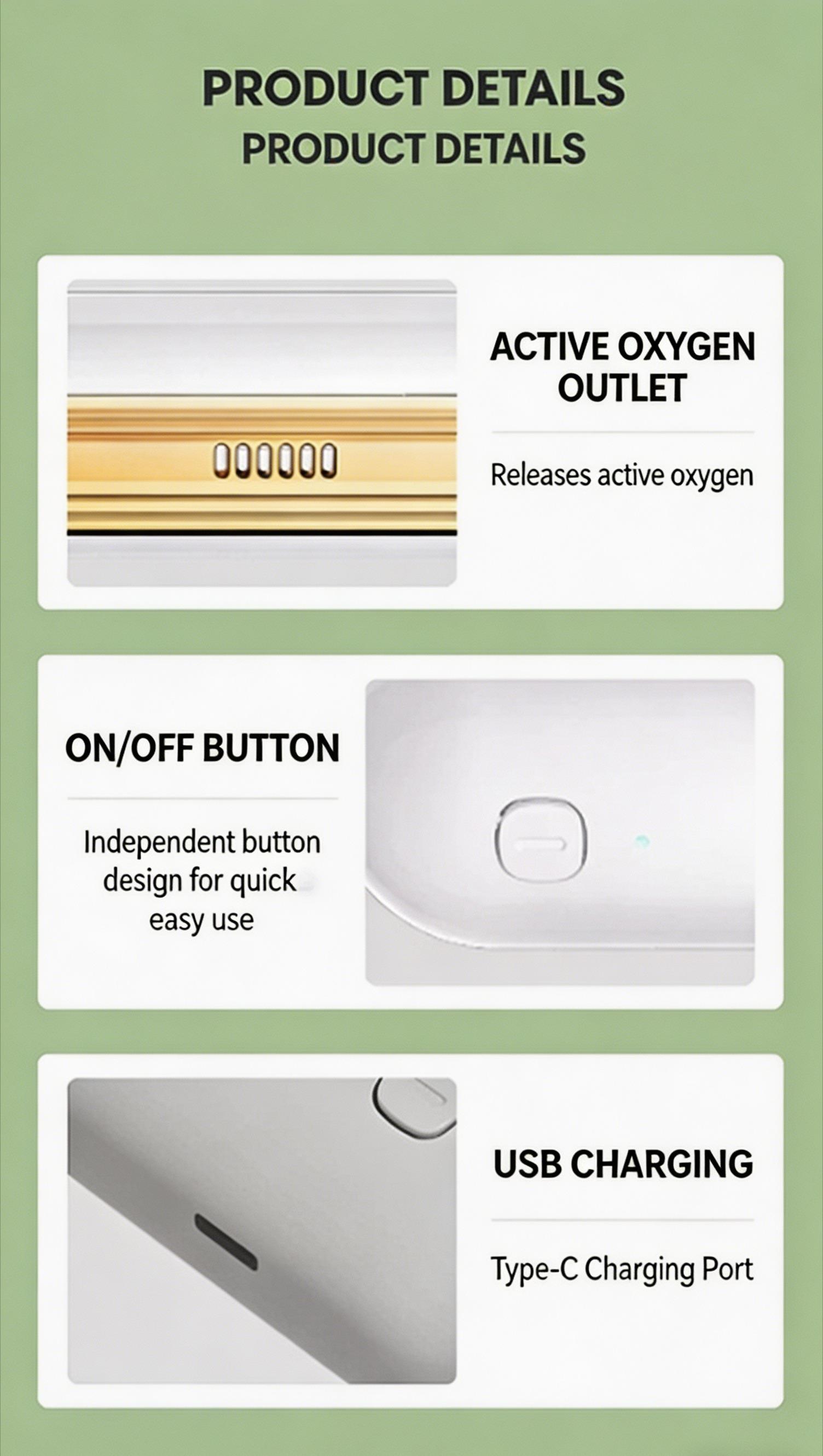 Portable Ozone Purifier for Refrigerator, Eliminate Bacteria & Odors,Suitable for refrigerators, fruit and vegetable air purifiers