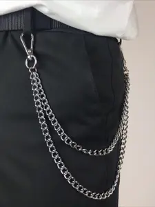 Hiphop Punk Chain Jeans Pants, Fashion Simple Trendy Unisex Personalized Waist Chains, Casual Denim Accessories for Men and Women