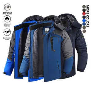 Men's Warm Fleece Outdoor Mountain Hooded Winter Jacket Windproof & Warm Fleece Lined Regular Fit Casual Long Sleeve Front Zipper Coat with Pockets Suitable for Autumn and Winter