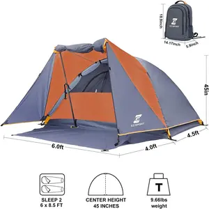 Camping Tent 2 Person, Aluminum Poles Tent with Bike Shed and Rainfly-Portable Dome Tents for Camping backyard  tent garden tent