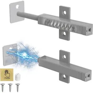 Push to Open Cabinet Hardware, Strong Spring Magnetic Push Door Latches, Heavy Duty Push Close Drawer Opener, Pop Out Release Touch Latch for Hidden Barn Kitchen Large Drawer Catch(Gray, 2 Pack)