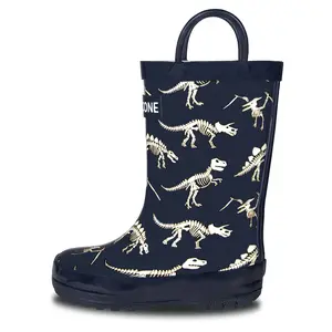 Dino Bones Kids Rain Boot - Dinosaur Pattern, Puddle Proof Fun for All Outdoor Adventures, Comfortable and Easy to Put on