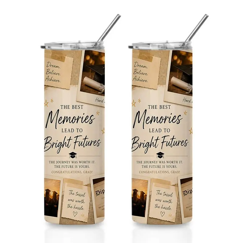 20oz Graduation Memories & Bright Futures Stainless Steel Vacuum Insulated Mug - Portable Insulation Drink Flask with Lid, Fits Backpacks/Desks, for Iced Tea/Coffee, Ideal Adult Gift (Birthdays,Holidays)