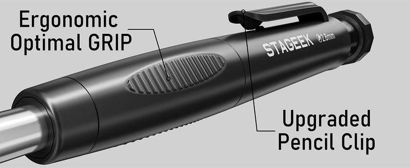 STAGEEK 22 Pack Mechanical Carpenter Pencil Set with Sharpener 60 Refills, Automatic Center Punch, Carbide Scribe Tool, Eraser and Deep Hole Marker Pen, Heavy Duty Construction Pencil for Architect-With Pouch,Art Supplies