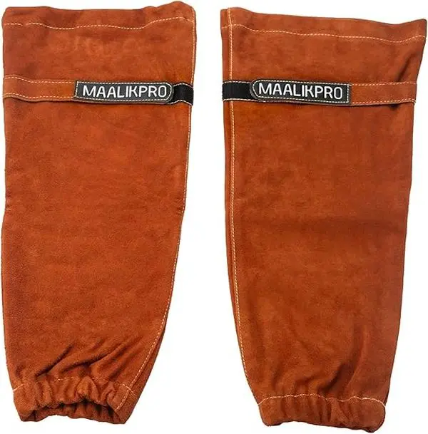 Leather Welding Sleeves 18.9 inch, Suede Leather Heat Flame Resistant, Kevlar Stitched, Adjustable Elastic Cuff for Men Women, welder gift (Pair)