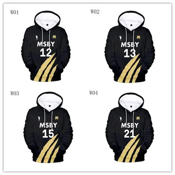 Anime Haikyuu MSBY Black Jackals HINATA 3D Printed Hoodie Jacket Men Women Outwear Cosplay Costume