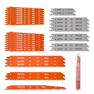 fathersdaygift VEVOR Reciprocating Saw Blades, 32-Piece, Various Sizes Bi-Metal Reciprocating Saw Blade Set with Universal Shank, for Metal and Wood Cutting, Sharp Teeth for Fast and Smooth Cuts, Orange and Gray