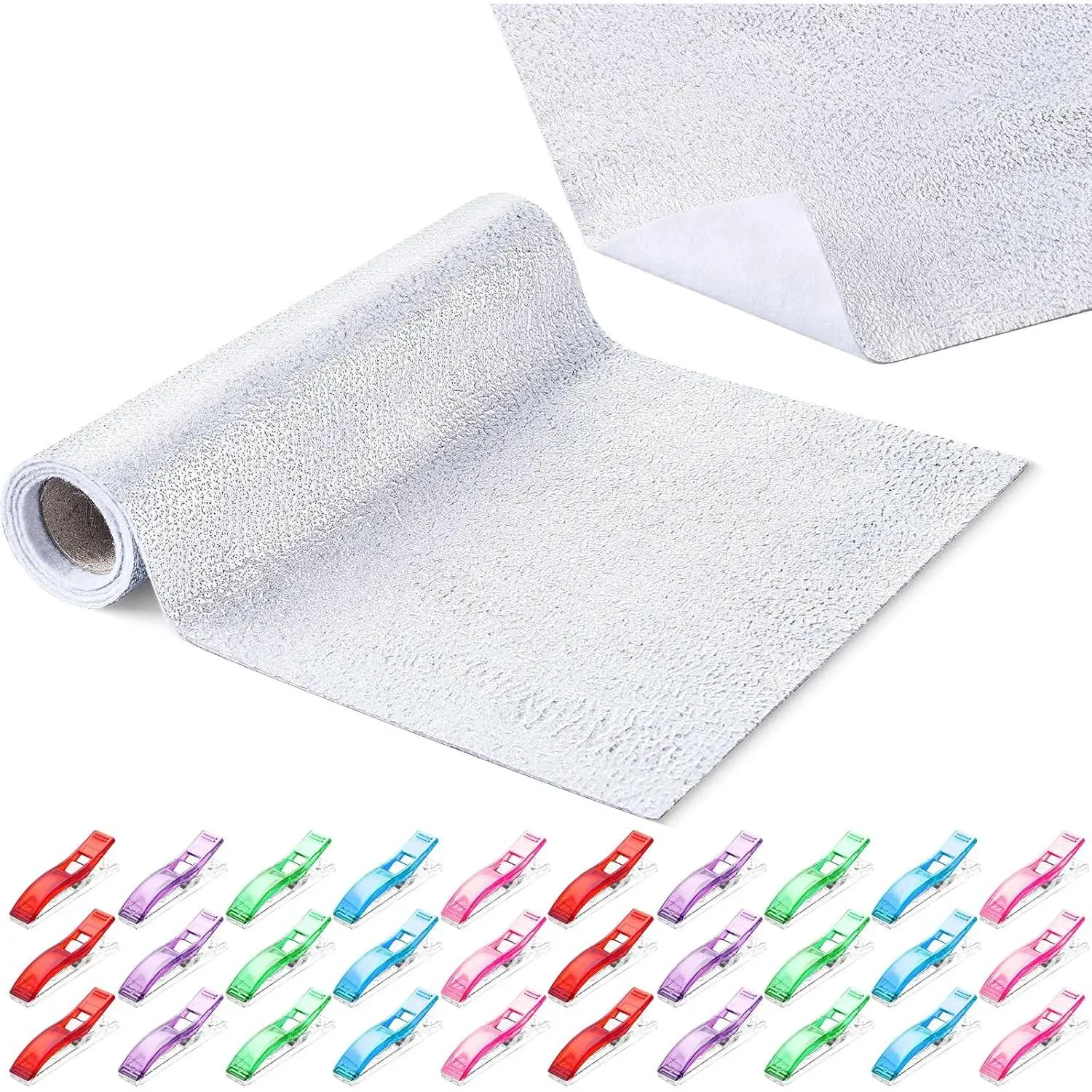 Synthetic Heat Resistant Sewing Batting - Thermal Insulation Fabric for Kitchen DIY Projects, Coasters, BBQ Heat Pads, 30 Sewing Clips Included, Easy to Cut & Flexible (72x12 in), Students