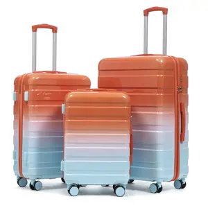 PC Spinner Wheel Luggage Set 20"/24"/28" 3 pcs Gradient Color Carry on Suitcases with Combination Lock for Secure Travel Stylish & Secure Design