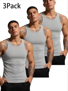 Men's 3-Pack Compression Performance Vest, Daily Training Wear, Comfortable and Durable, Ideal for Gym and Workout Sessions