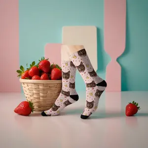 Sweet Strawberry Custom Cat Socks