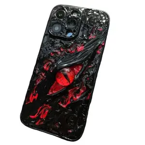 Red Demon Eye Bloom Devil Eye Niche Ins Crusoe Style Halloween Phone case Protective Back for iPhone17promax17pro/17/17Air/16promax/16pro/16plus/16/15/14/13/12/11/ Protection Cover Smartphone Cellphone Screen Protector Casing Shockproof Skeleton