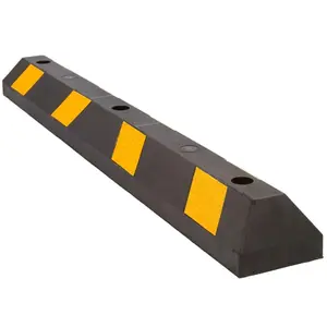 Guardian Parking Stop, 4 Foot Long Rubber Curb with Mounting Holes, Black/Yellow