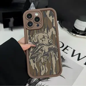 Camouflage Dog Pattern Phone Case, Soft Silicone, Fully Protected and Shockproof For iPhone 17 16 15 Pro Max 14 13 12 11 X Plus Air Cover Camo Boy Men
