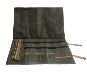 Lifespace Premium Leather & Waxed Canvas Utensil & Knife Roll - 8 Slots & Zip Pouch