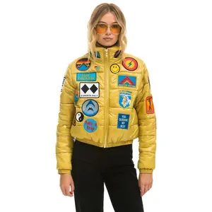 VINTAGE PATCH APRES PUFFER JACKET - HONEY GLOSSY