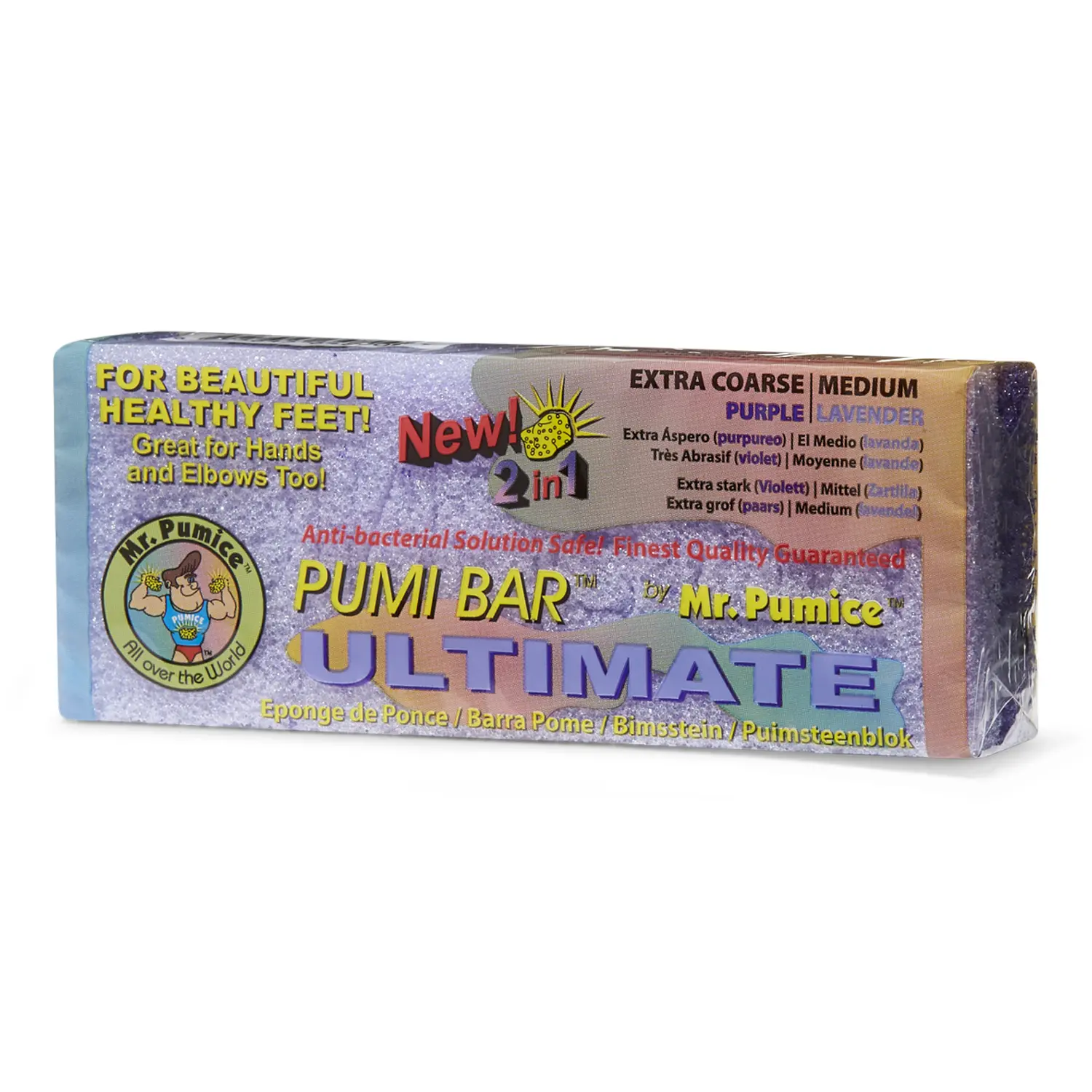 Mr. Pumice Ultimate Pumi Bar 2 in 1 (Coarse/Medium), Lavender/Purple, 1 piece