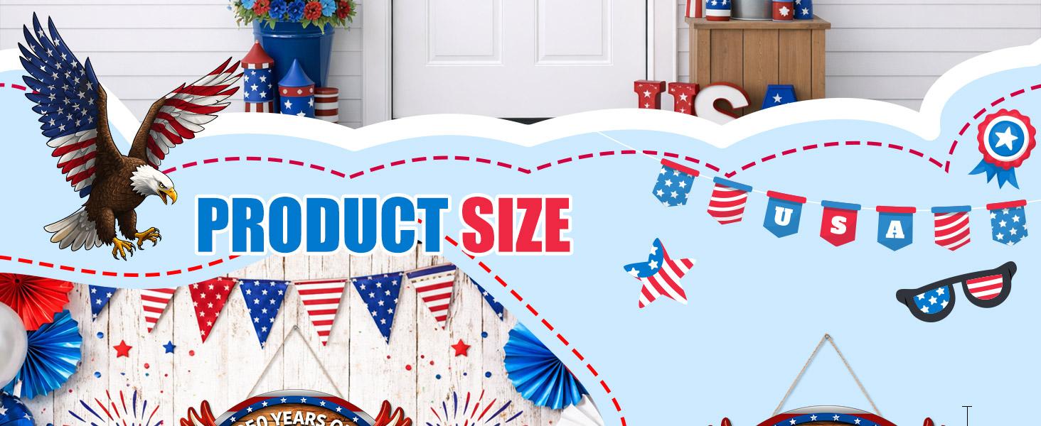 US 250th Anniversary Decoration Wooden Eagle Door Sign 250 Years of Freedom Wreath for Front Door Wall Signs Decor for 4th of July Home Decor Outdoor Indoor Party Supply