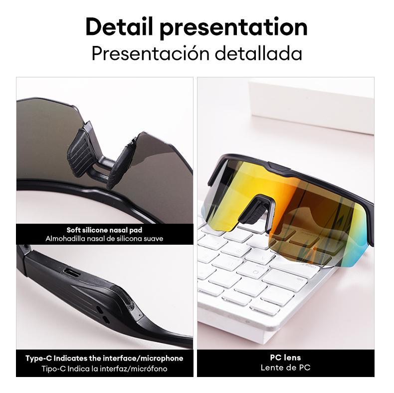 PAXA YJ-006 Cycling Sports Bluetooth Glasses 2-in-1 UV 400 filtration and anti-blue light One-touch control on/off incoming call play pause Wake up the voice assistant Suitable for running cycling fishing and hiking