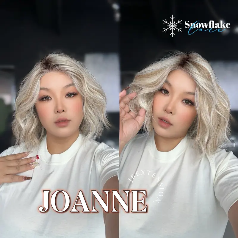 JBEXTENSION 11 Inches Blonde Pre-Cut Side Part Snowflake Lace Frontlace Glueless Wig JOANNE【BENDY EAR TABS】