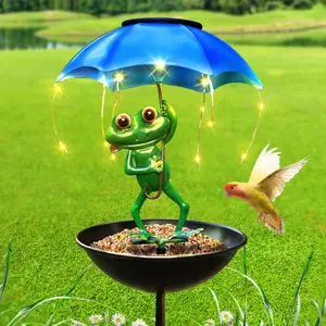 Bird Feeder Solar Light Frog - Outdoor Waterproof Solar Efficient Panel, Creates Enchanting Garden Atmosphere,Gifts for Women, Yard Art Ornament