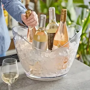 Clear Party Beverage Bucket for Champagne, Wine, Beer, Soda - Versatile Beverage Cooler for Bars, Restaurants And Home Use