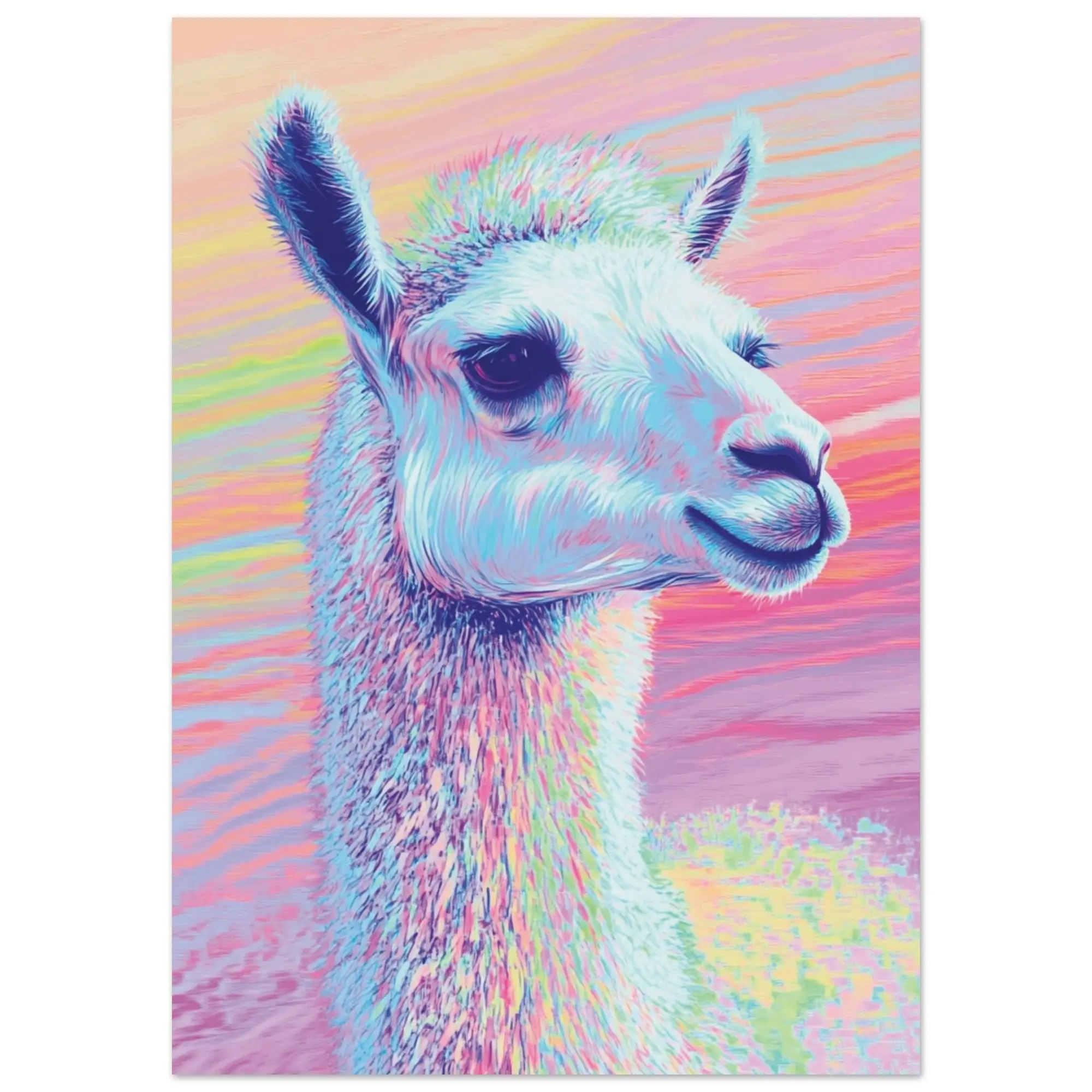 Vibrant Neon Llama Poster, Dorm Room Wall Art