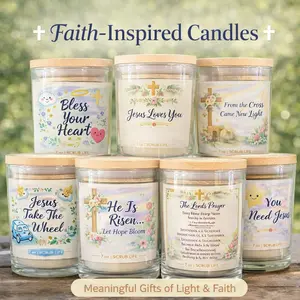 Christian Easter Candle Religious, Faith Gift Spiritual Home Decor Soy Wax