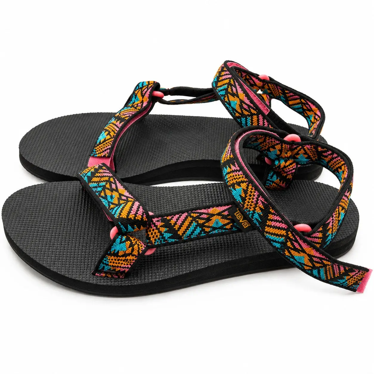 Teva Universal Sandals Womens 10 Black Multicolor Geometric Strappy 1003987