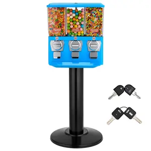 VEVOR Candy Vending Machine, Triple Compartment Candy Vending Machine with Stand, Gumball Candies Vendings Machines with Built-In Cash Box, Detachable, Vintage Candies Dispenser for Shops, Arcades