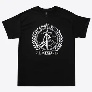 Child of Hades Ver Percy Jackson Inspired T Shirt Cabin 13 Design with Sword and Bones Emblem