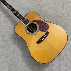 Yellow D-45 Acoustic Guitar rosewood fretboard 6 strings Solid spruce top 20 frets