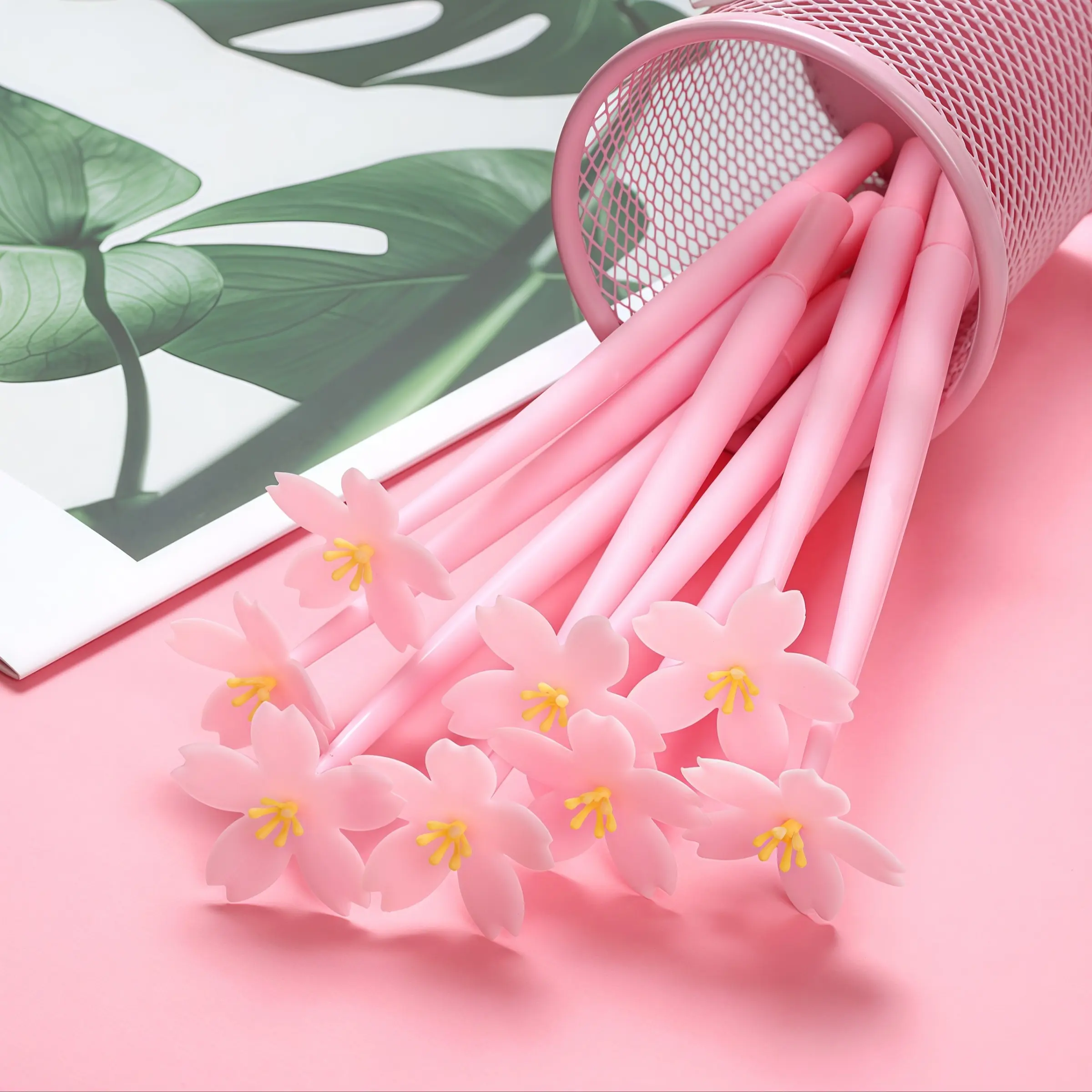 Cherry Blossom Gel Pens for Women, Set of 10 Elegant Flower Design, Perfect Writing Supplies for Stationery Lovers