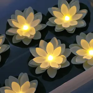 12 count  Floating Lotus Light - Floating Flower Light  Operated Water Activated Warm White Pool Flower Lamp Wedding,Anniversary,Garden Decoration