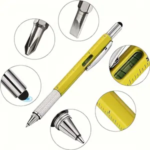 6-In-1 Pocket Genius Pen, Multi-Functional Tool for Projects with Level, Precision Screwdriver, Writing Pen, Ruler, Durable, Lightweight and Portable