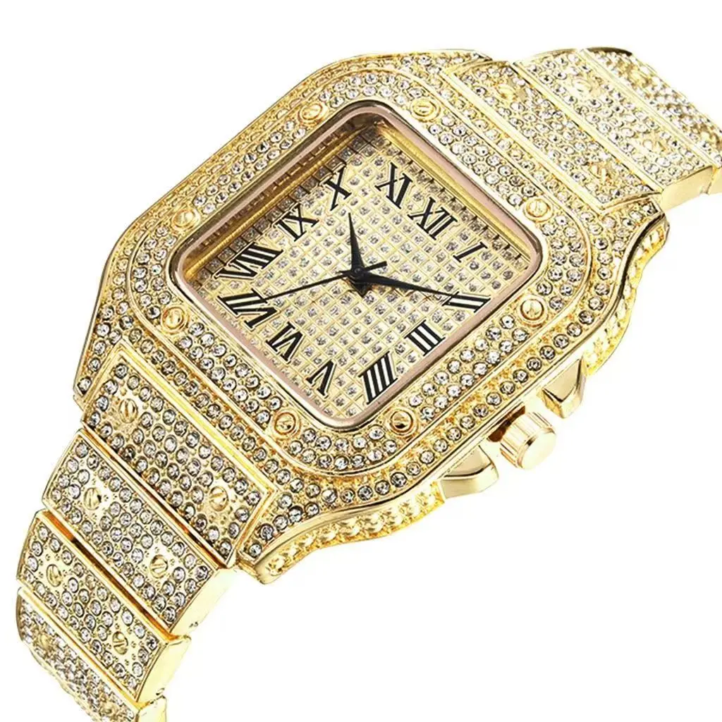 Gold sparkling dial watch