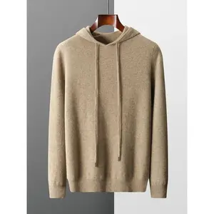 Autumn Winter New Men Cashmere Hoodie Sweater 100% Merino Wool Hooded Pullover Male Knitwear Quality Soft Casual Jumpers