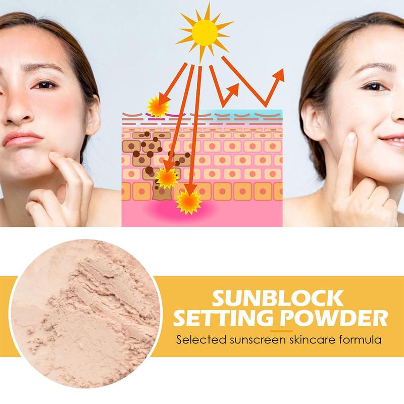 Setting Powder Sunscreen Face Powder, SPF 50, Translucent, Mineral Brush Finishing Powder, Oil Control, Spf Powder, Matte Finish Loose Powder Makeup for Women Man Cosmetic Gifts