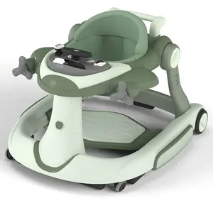 8-In-1 Baby Walker, 3 Level Adjustable Height, Foldable Toddler Activity Walker With Speed Adjustable Wheels, Easy To Clean, Christmas Halloween Gift, Green