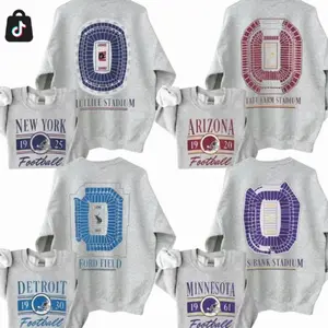 [Sale off 50%] Vintage All Team Football 2 Sided Stadium Ash Grey Sweatshirt TM