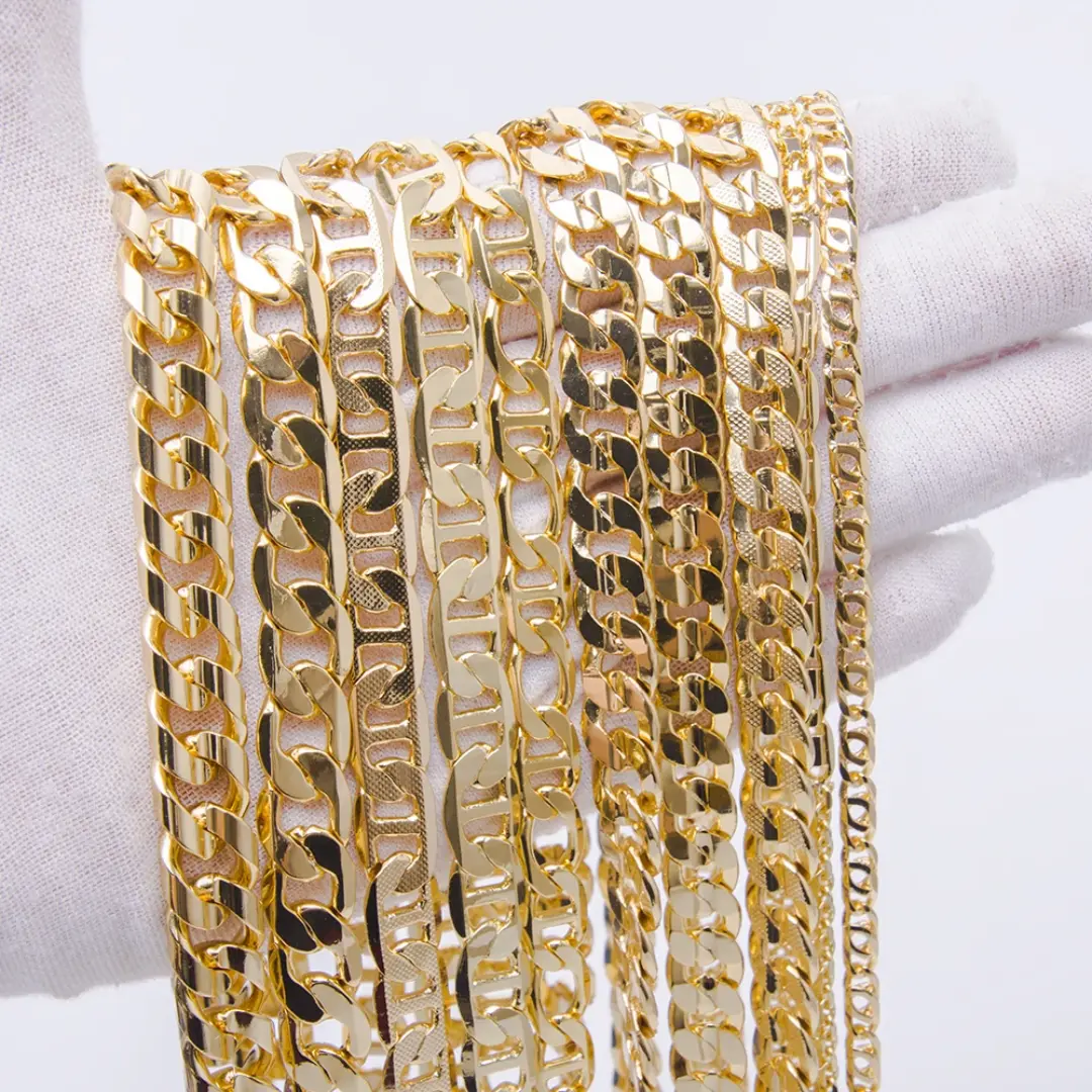 14k Gold Gold Chain Concave Miami Mariner Chains No Fade Water Resistaint