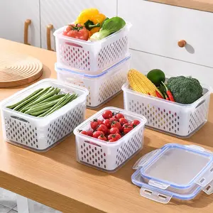3 PCS Fruit Berry Storage Containers for Fridge Food Storage Container Set with Removable Strainer Lid Berries Container for Fridge BPA-Free Plastic Crisper for Long-Term Freshness