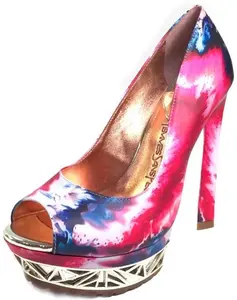 CORA TIE DYE SAMPLE 5/5.5 - Women's High Heels with Pink and Blue Swirling Design, Comfortable Footwear