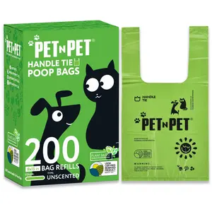 PET N PET 200 Count Unscented Dog Poop Bags with Tie Handles, USDA Certified 41% Biobased, Durable and Easy to Dispense Dog Poop Bags