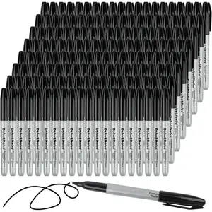 Permanent Markers, 160 Pack Black Permanent Markers Bulk, Fine Tip, Quick Drying,  Markers, Work On , Metal, Plastic, Stone, Glass For Office School