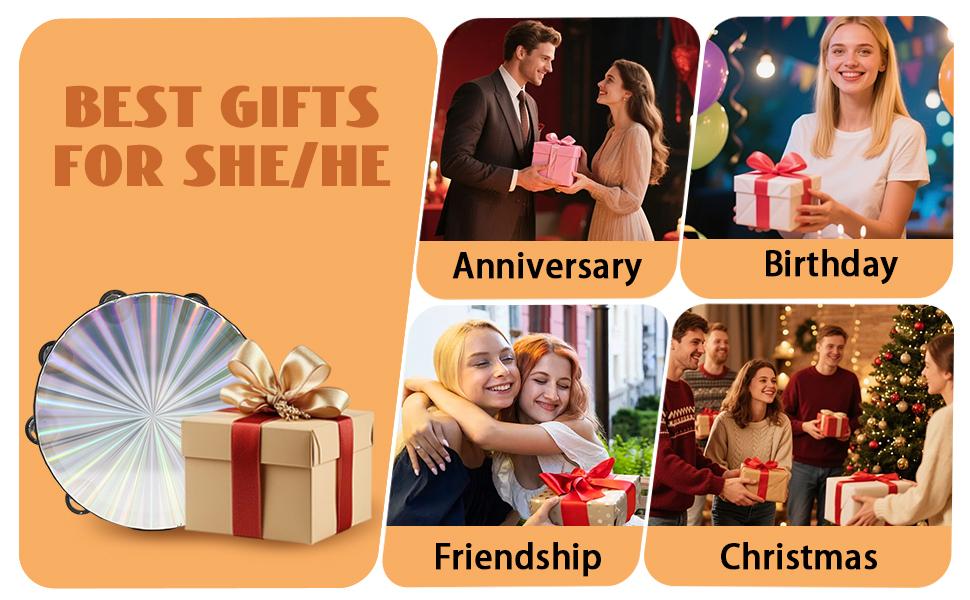 11pcs Tambourine Set, Half Moon Tambourine, Wrist Bells, Maracas, Rhythm Sticks, Reflective Handheld Tambourines, Percussion Instrument for Adults Church School Party And Karaoke.