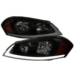 2006-2013 Chevrolet Impala/2014-2016 Impala Limited/2006-2007 Monte Carlo Switchback Sequential Signal LED Bar Factory Style Headlights (Matte Black Housing/Smoked Lens)
