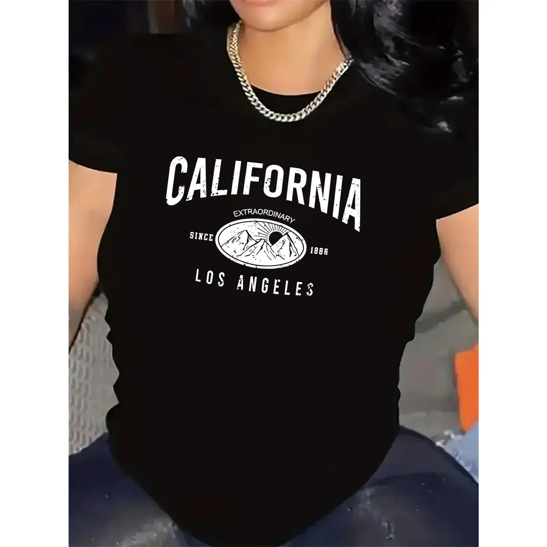 Women'S Short Sleeve T-Shirt from California Los Angeles, Made of Lightweight, Suitable for Casual Outings at Home, Dining, Or Outdoor Activities, Featuring a Durable And Comfortable Design